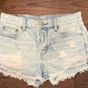 American Eagle Outfitters Light Blue Ripped Jean Shorts